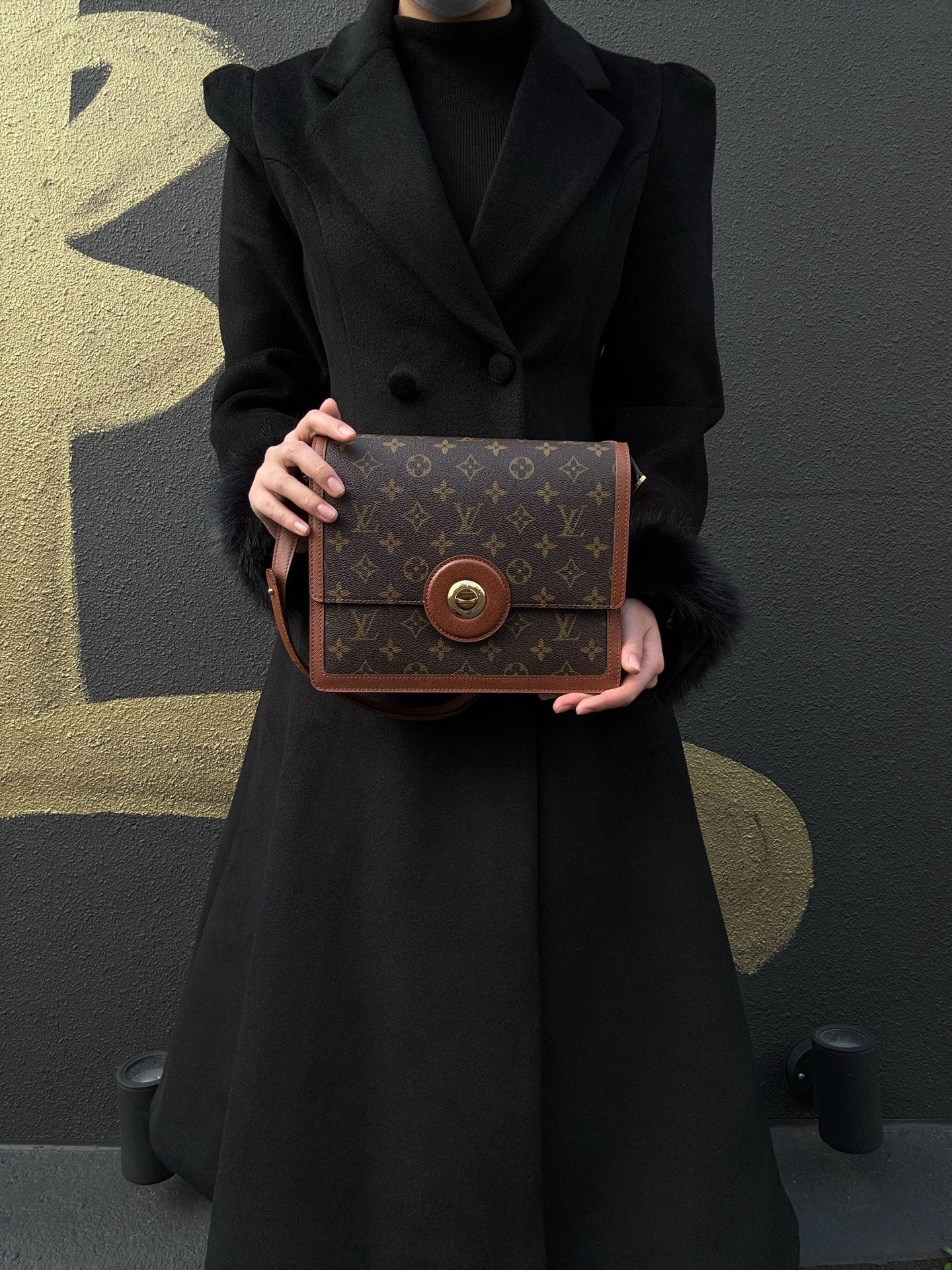 LOUIS VUITTON Raspail Monogram Shoulder Bag Brown LV Monogram PVC Shoulder Bag Handbag