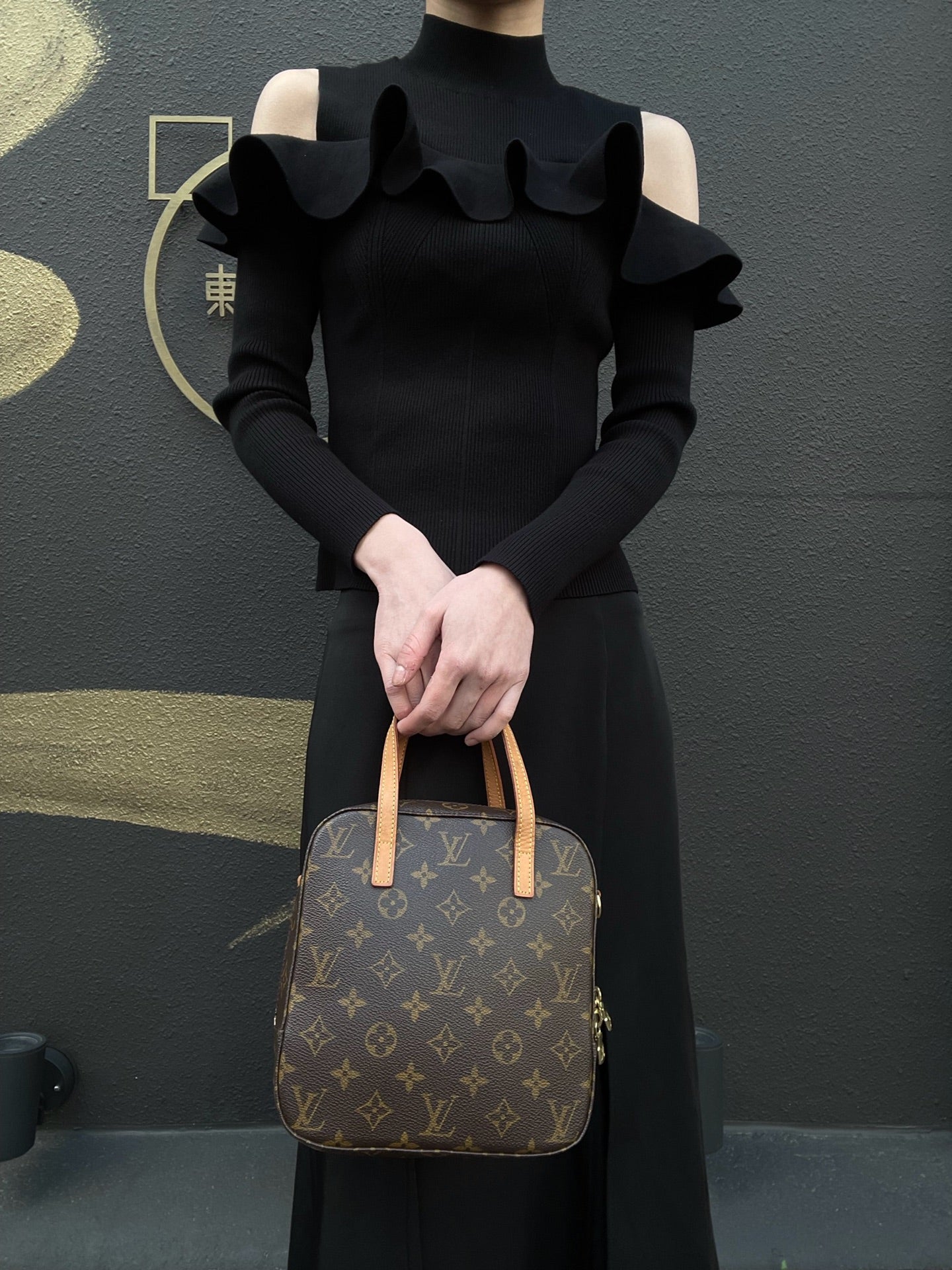 LOUIS VUITTON Spontini Monogram Handbag, Brown