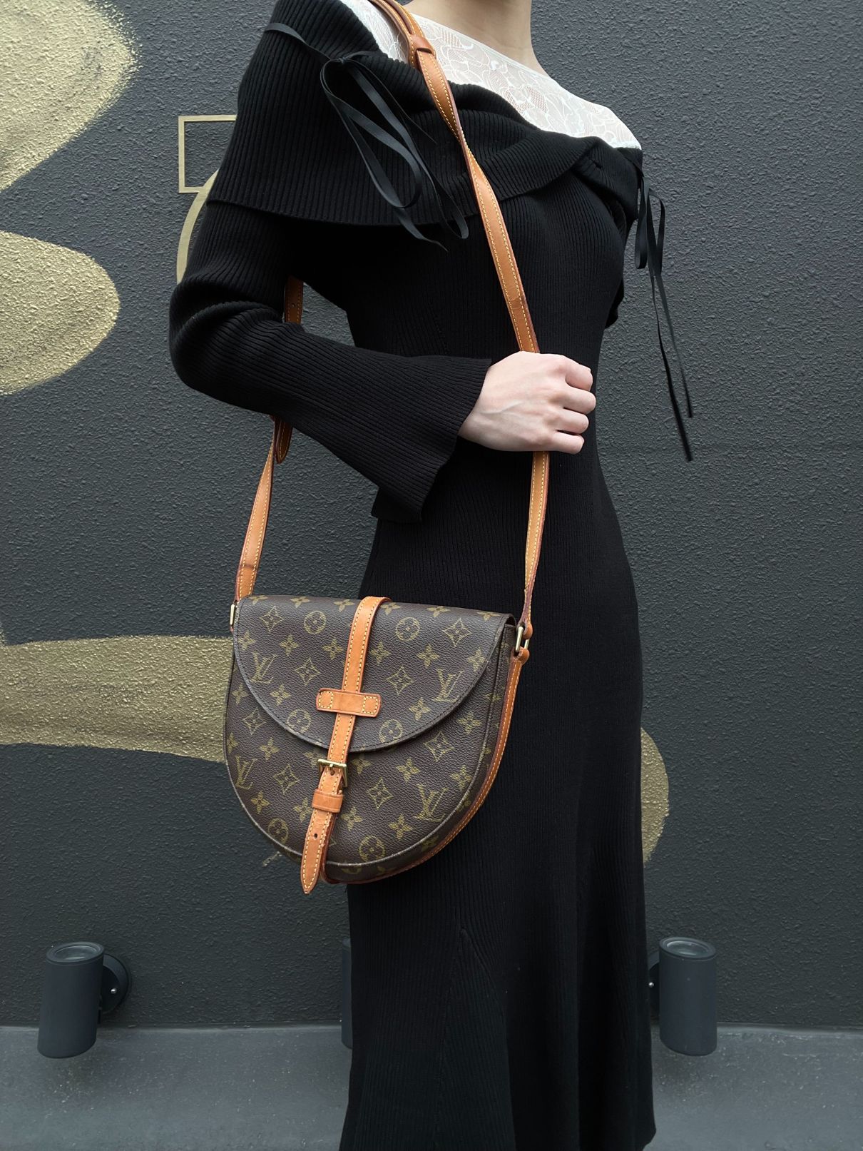 LOUIS VUITTON Monogram Chantilly GM Shoulder Bag Pvc Brown