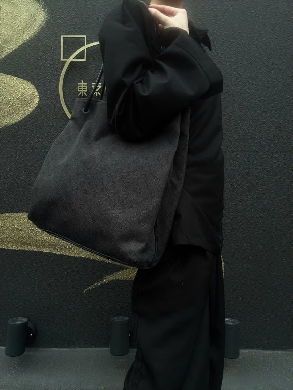 GUCCI GG Canvas Tote Bag Black with Dust Bag