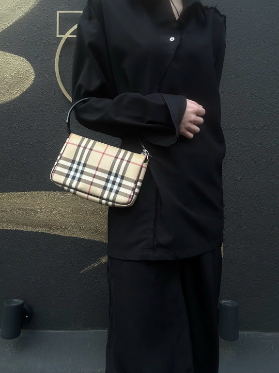 BURBERRY Nova Check Handbag PVC & Leather Beige Shoulder Bag