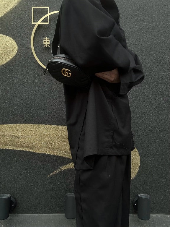 GUCCI Quilted Leather Belt Waist Pouch, Black Lambskin with Gold Hardware, Comes with Dust Bag