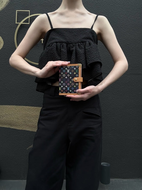 LOUIS VUITTON Multicolor Black Agenda PM PVC Wallet with Gold Hardware