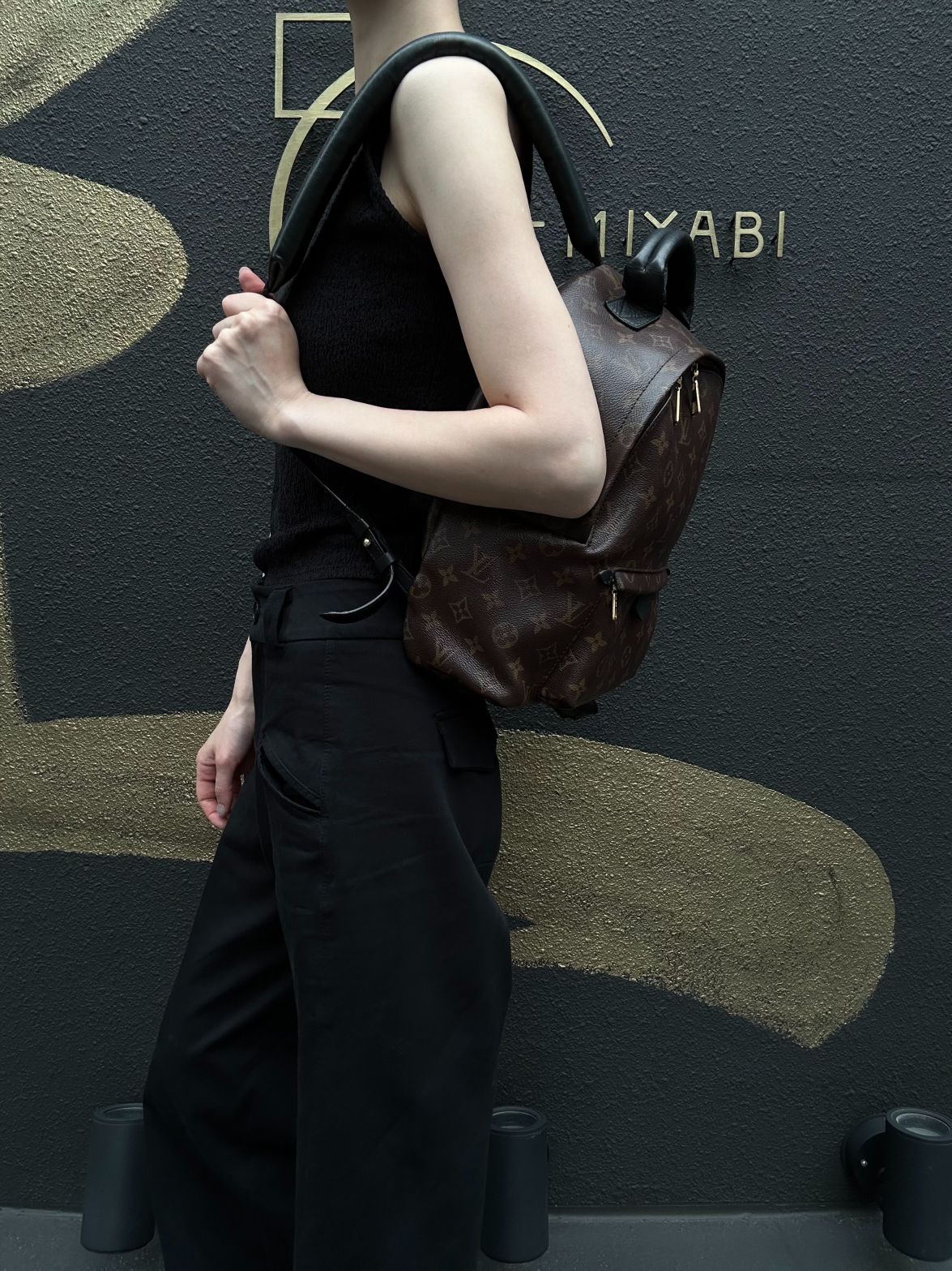 LOUIS VUITTON Monogram Palm Springs Pvc Backpack Brown Gold Hardware
