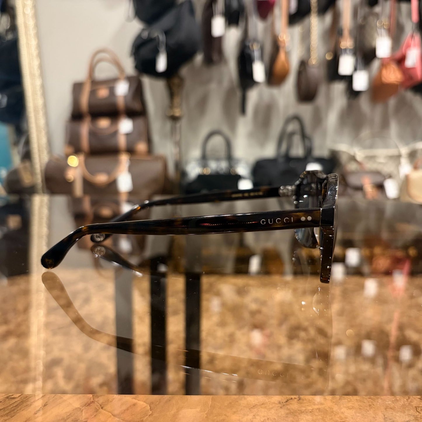 GUCCI Brown Resin Sunglasses, Comes With Original Case & Cleaning Cloth