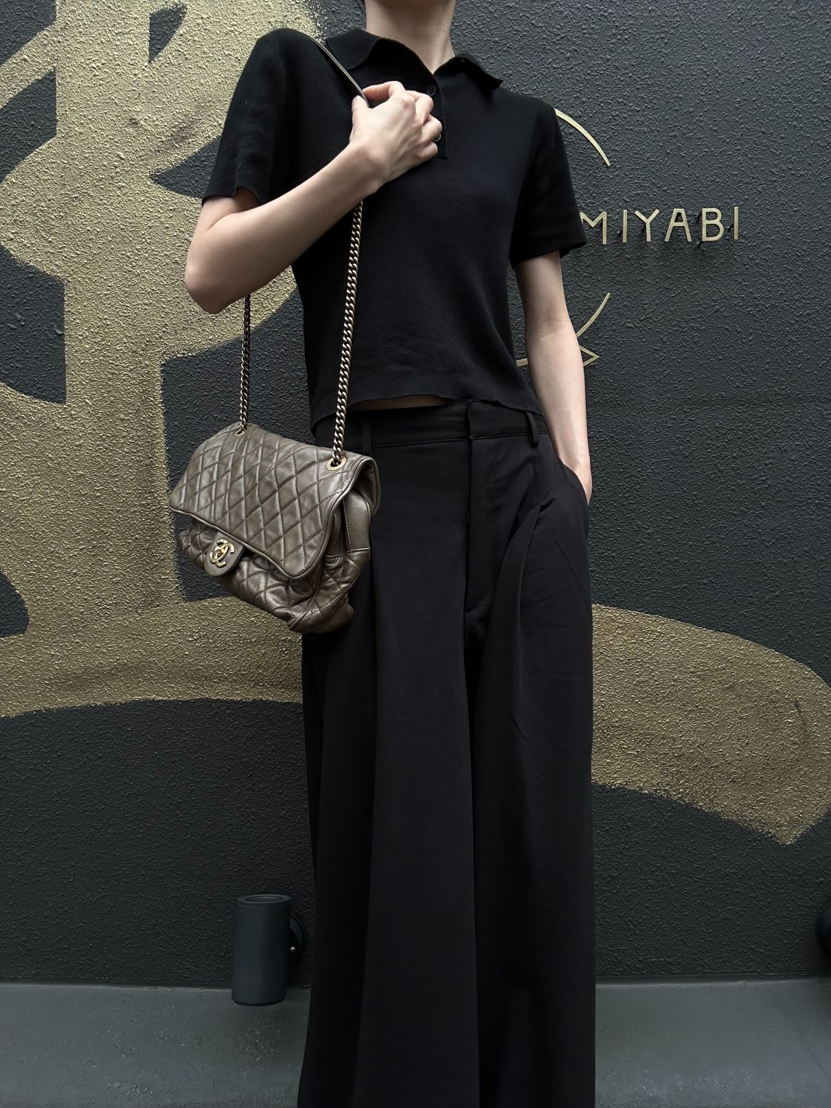 CHANEL Classic Flap CF Calfskin Shoulder Bag Gold Brown Gold-Tone Hardware