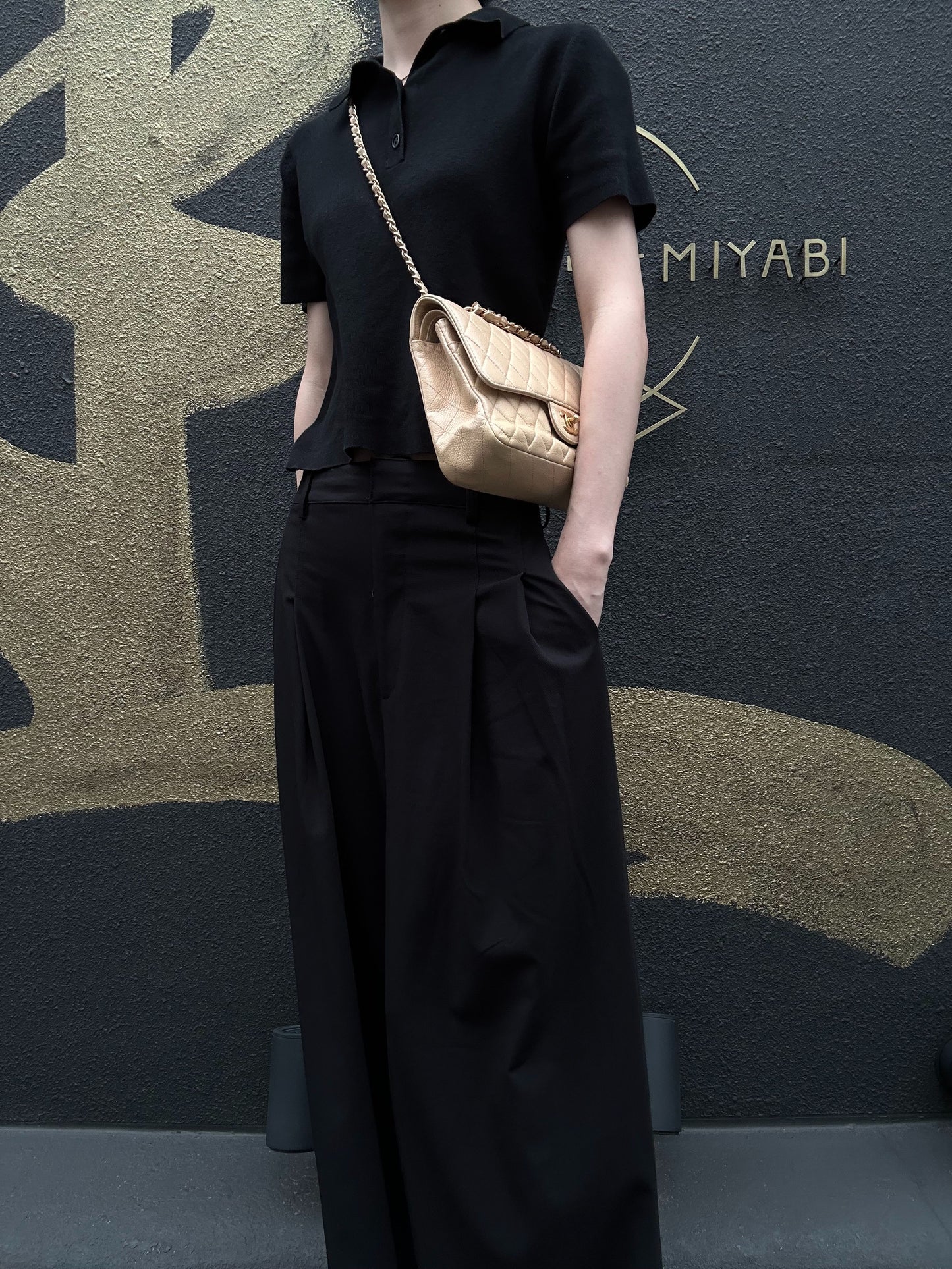 CHANEL Classic Flap CF Caviar Leather Shoulder Bag Beige Gold-Tone Hardware
