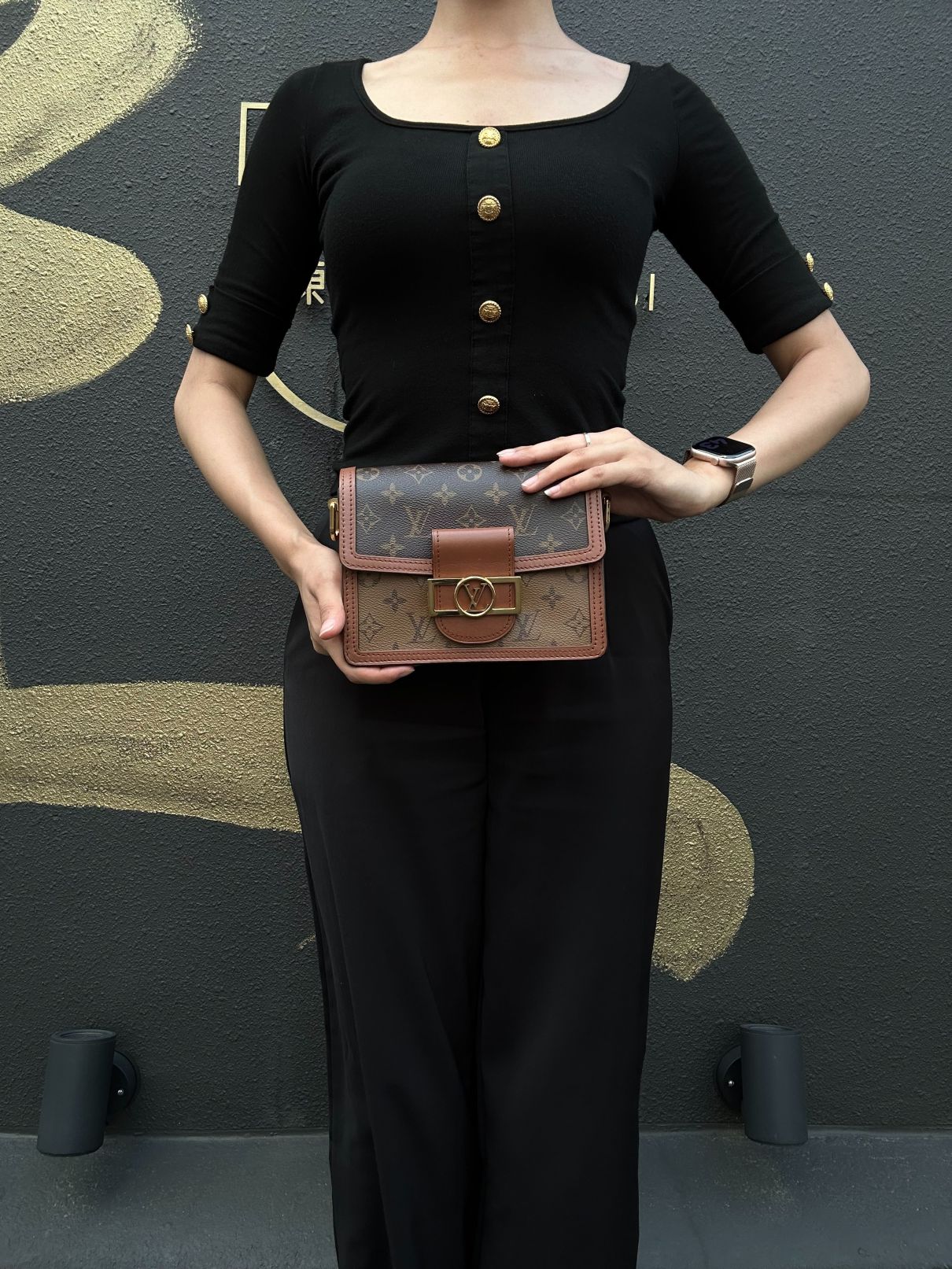 LOUIS VUITTON Dauphine Monogram Reverse Shoulder Bag Brown PVC