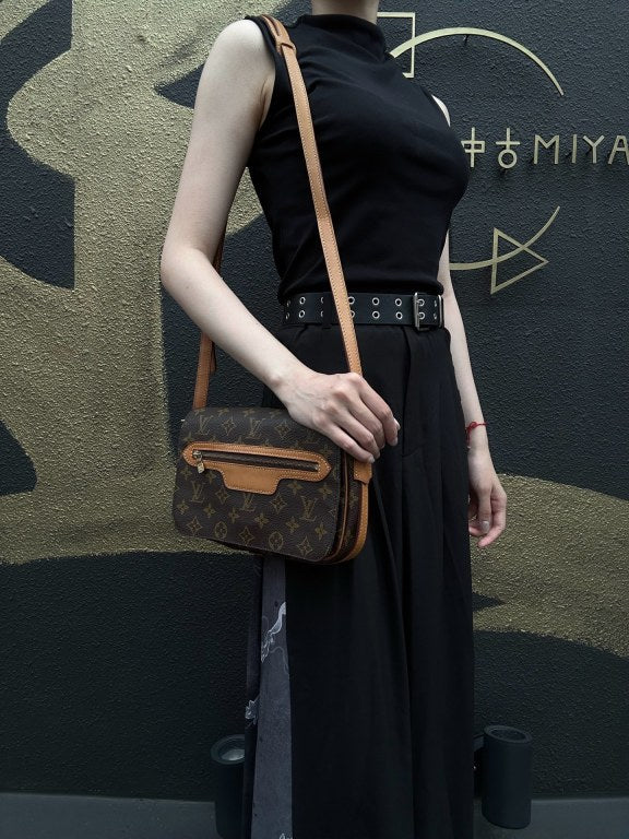 LOUIS VUITTON Monogram Pallas MM Shoulder Bag Brown