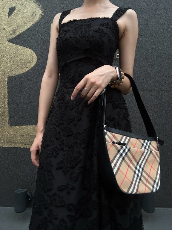 BURBERY Check PVC Handbag Brown