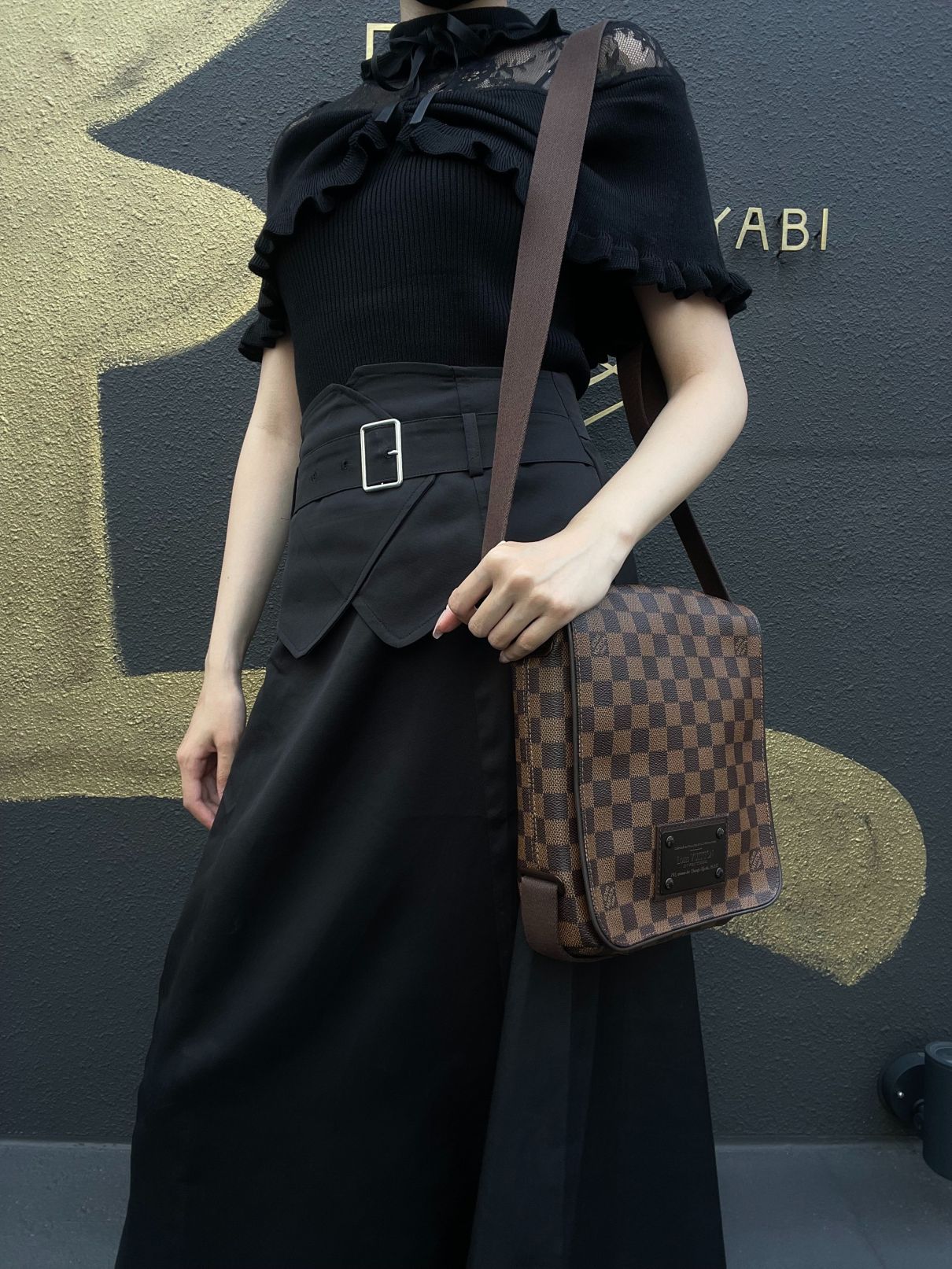 LOUIS VUITTON Brooklyn Damier Shoulder Bag PVC Brown With Original Box DustyBag