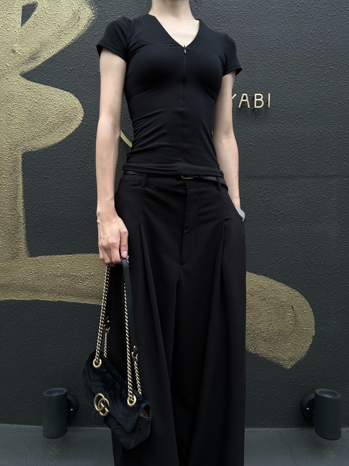 GUCCI GG Marmont Chevron Quilted Black Velvet Chain Shoulder Crossbody Bag, Aged Gold Double G Logo Hardware