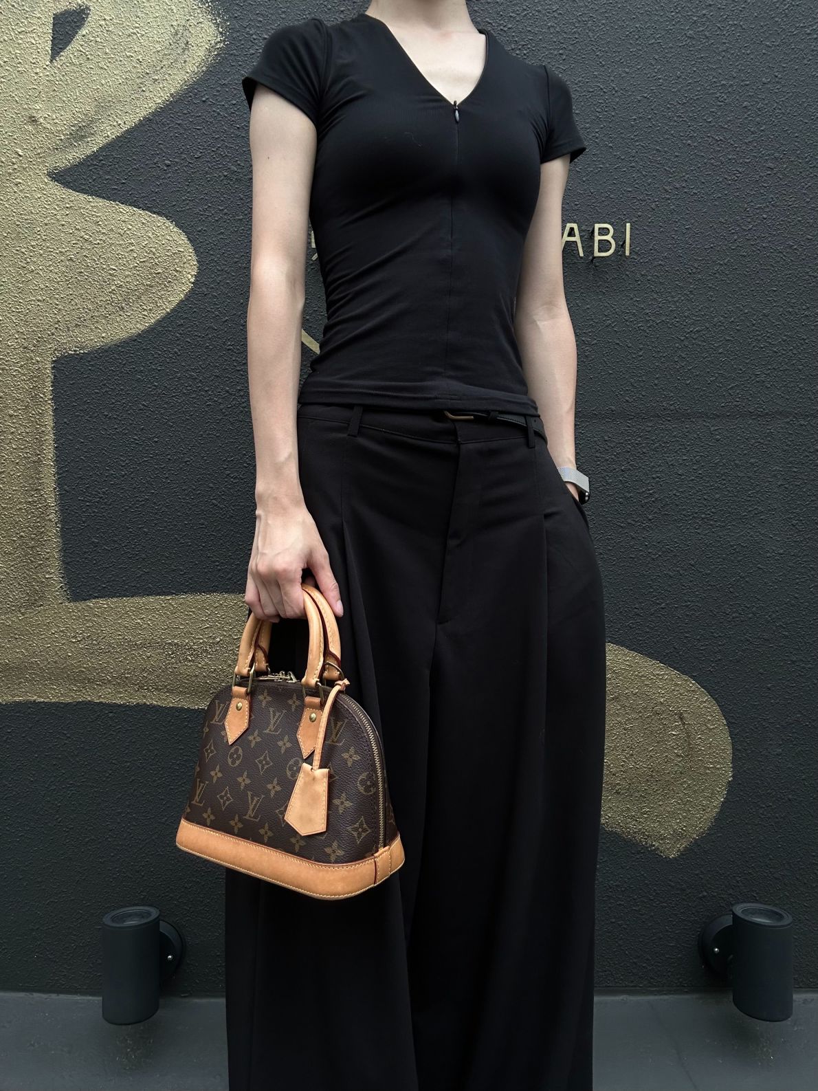 LOUIS VUITTON Monogram Alma BB Handbag PVC Brown Leather Trim