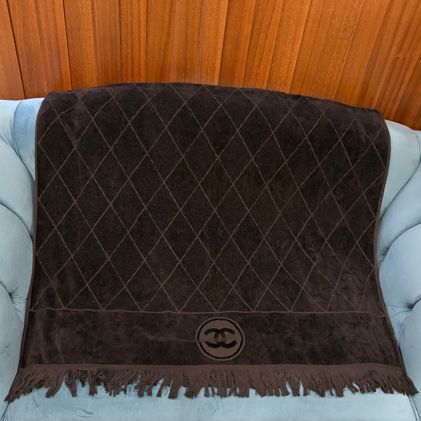 CHANEL Black Pile Fabric Oversized Scarf