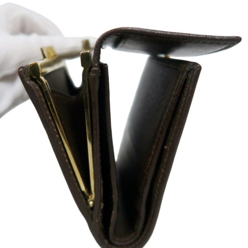 CELINE Macadam Tri-fold Kiss-Lock Wallet, Brown PVC