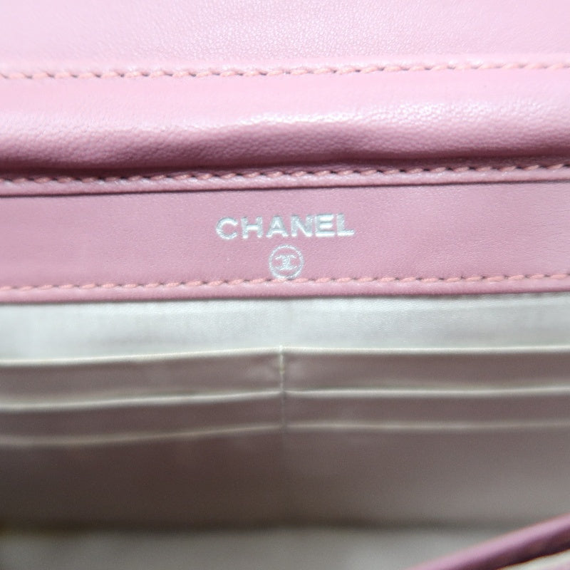 CHANEL New Travel Line Shoulder Bag Nylon Pink Ice Grid Pattern