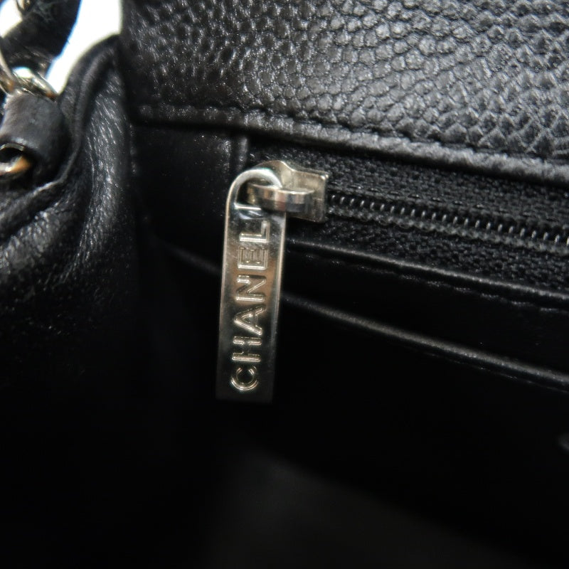 CHANEL Matelasse Cf Shoulder Bag Calfskin Black Silver Hardware