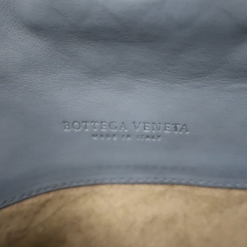 BOTTEGA VENETA Intrecciato Leather Shoulder Bag Blue Silver-Tone Hardware