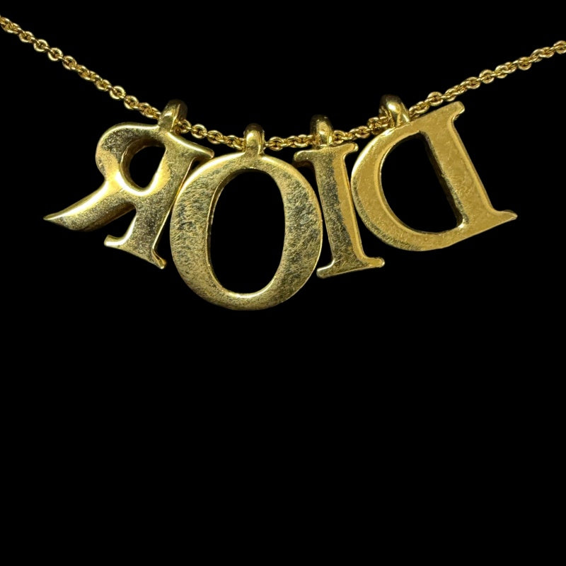 DIOR Logo Letter Motif Necklace Gold Tone Hardware