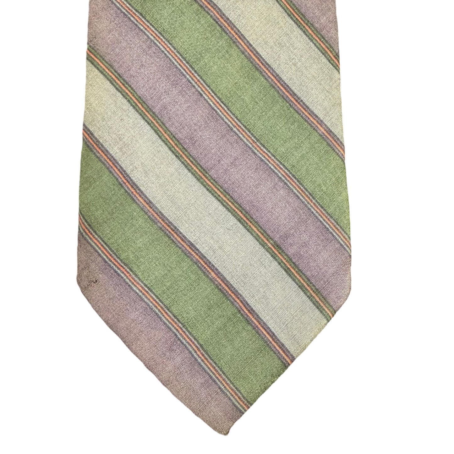 Yves Saint Laurent Regimental Stripe Silk Tie Purple Green