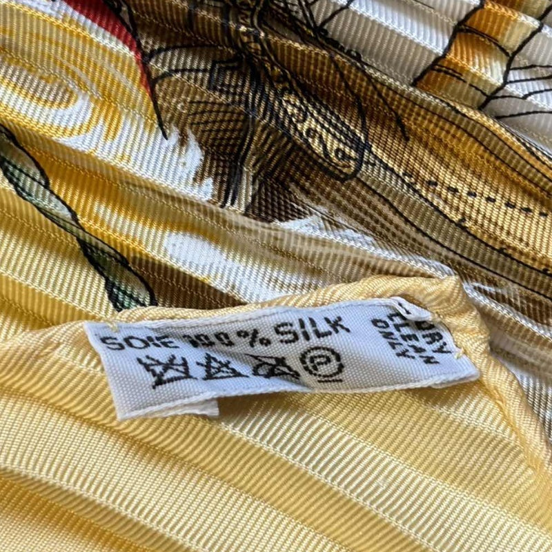 HERMES Pleated Scarf Orange With Box