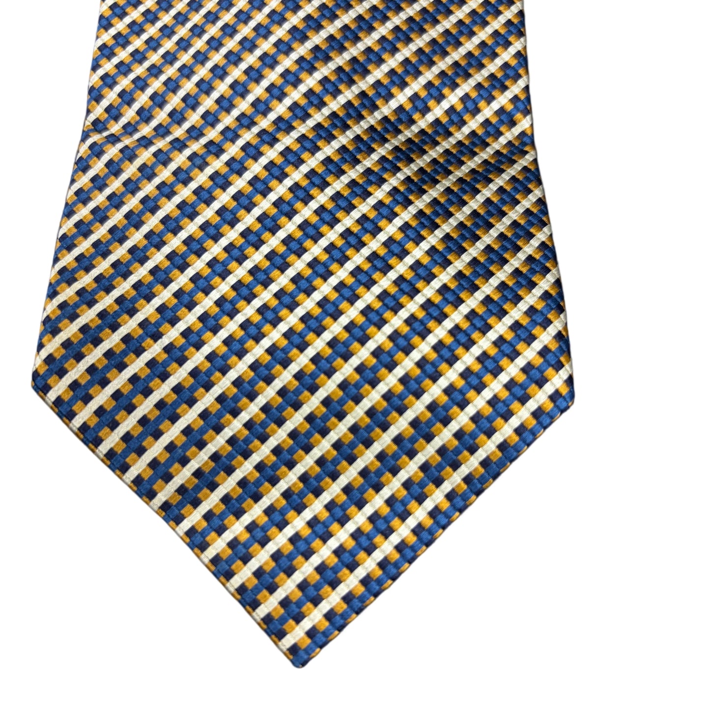 TAKEO KIKUCHI Check Pattern Silk Tie Navy Yellow