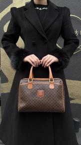 CELINE Macadam Boston Bag, Brown, CELINE Monogram PVC Boston Handbag