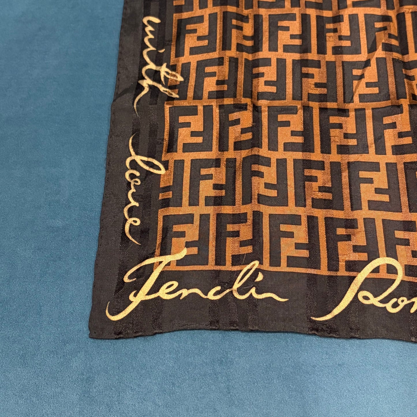 FENDI FF Zucca Logo Scarf Wool Silk Brown/Black