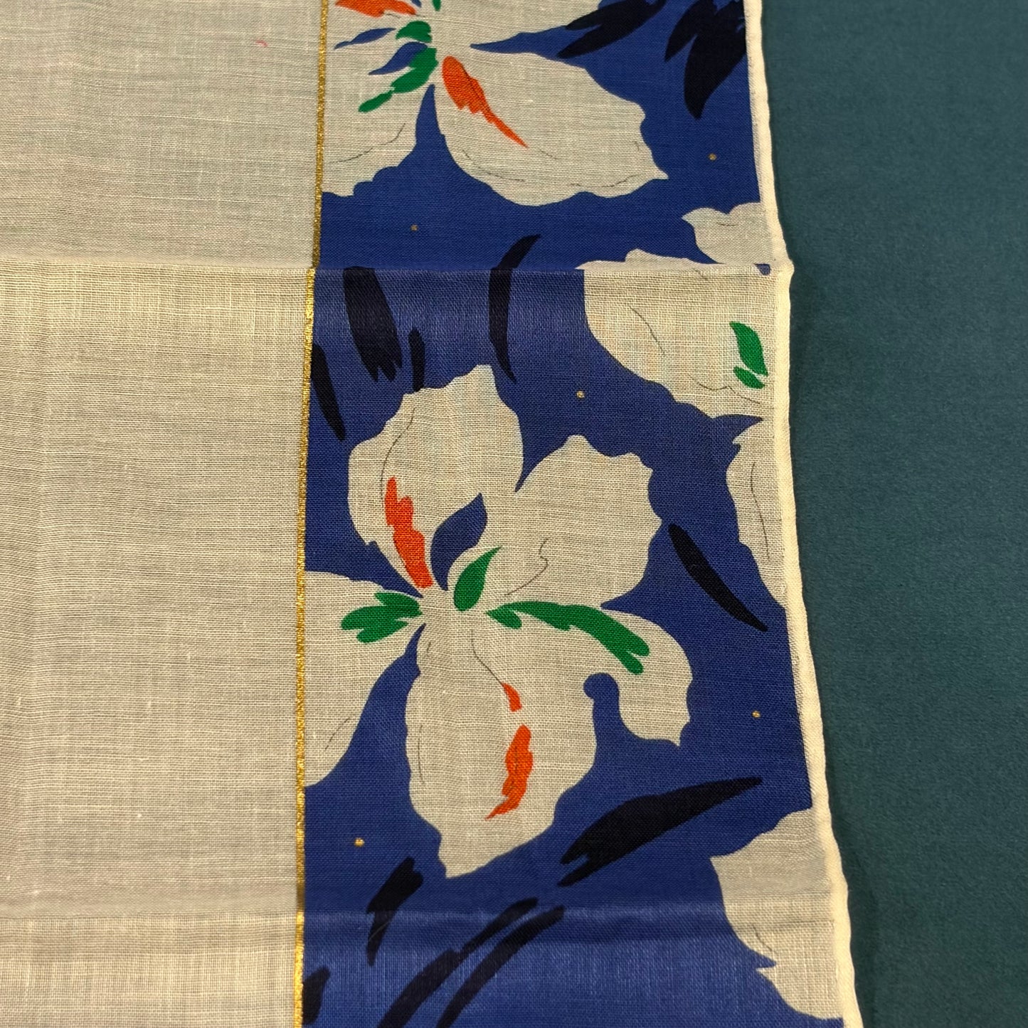 GIVENCHY Givenchy Vintage Floral Print Cotton Handkerchief Blue White Color