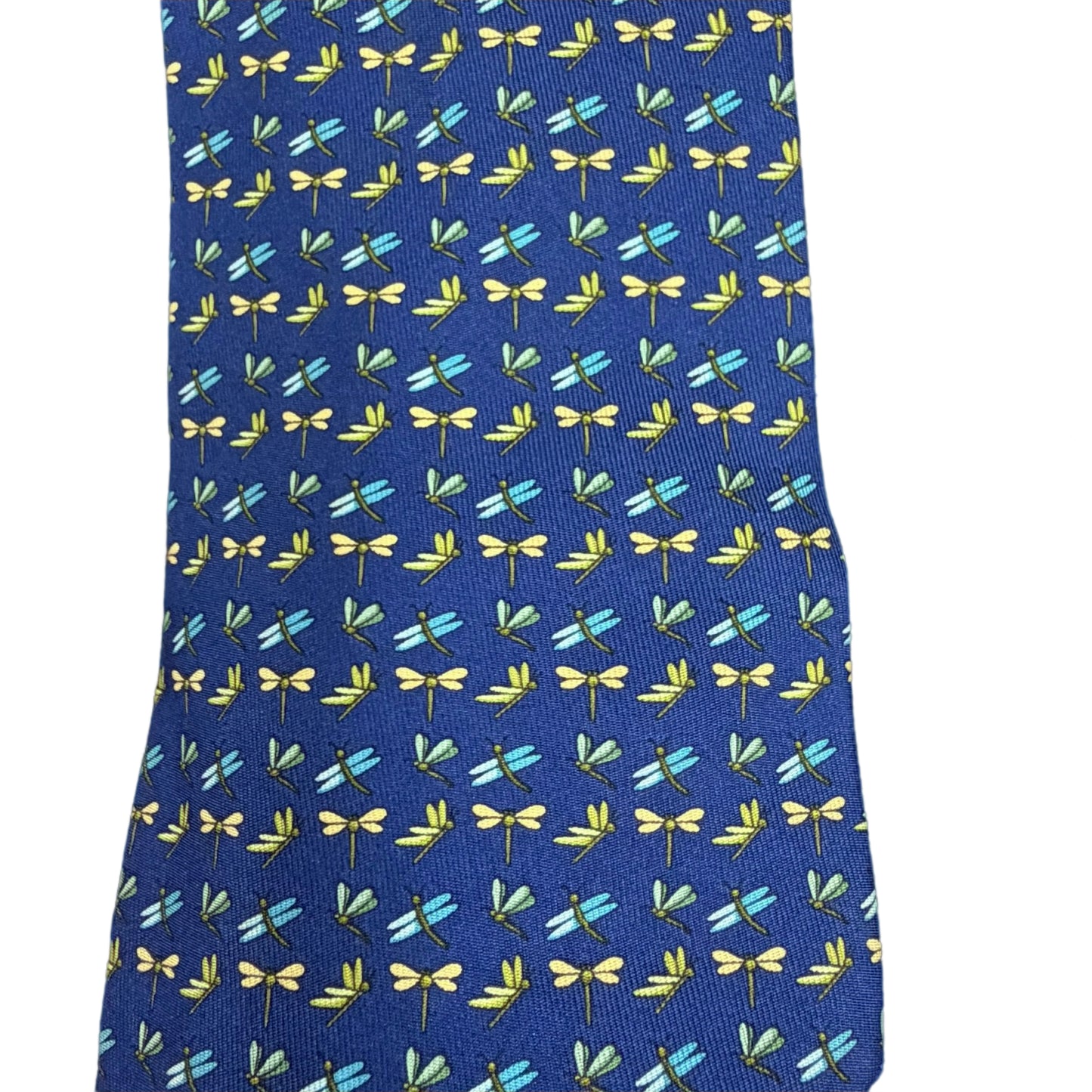 FERRAGAMO Dragonfly Pattern Silk Tie Navy Multicolor