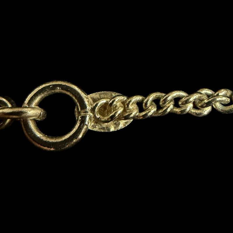 CHANEL Coco Mark Necklace Accessory Gold Ivory Enamel Double C Pendant Stamped