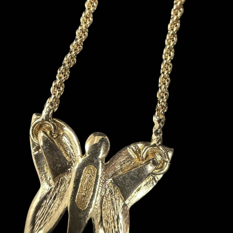 DIOR Gold Alloy Butterfly Pendant Necklace