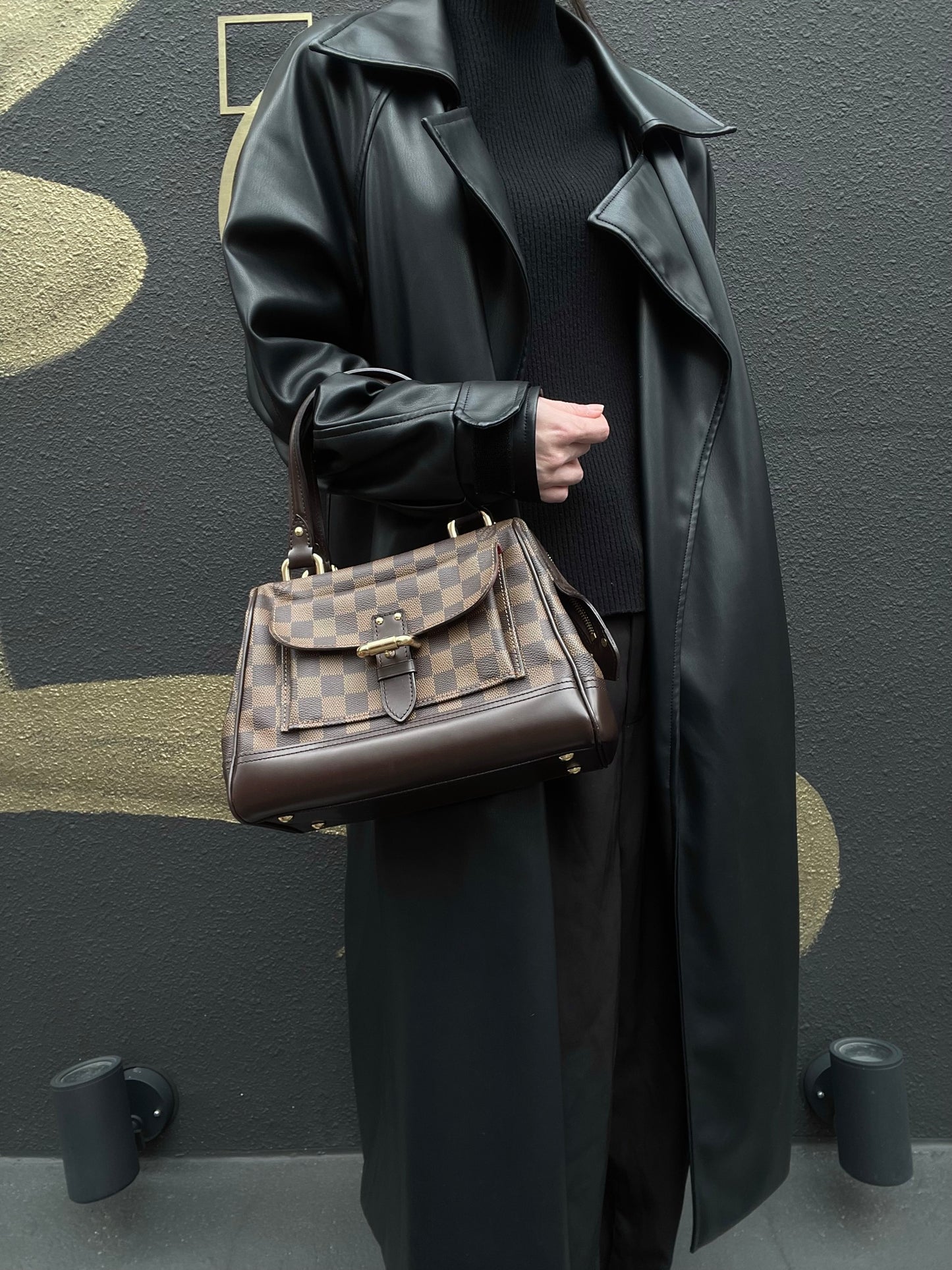 LOUIS VUITTON Nightsbridge Damier handbag, brown, Damier Ebene PVC tote bag