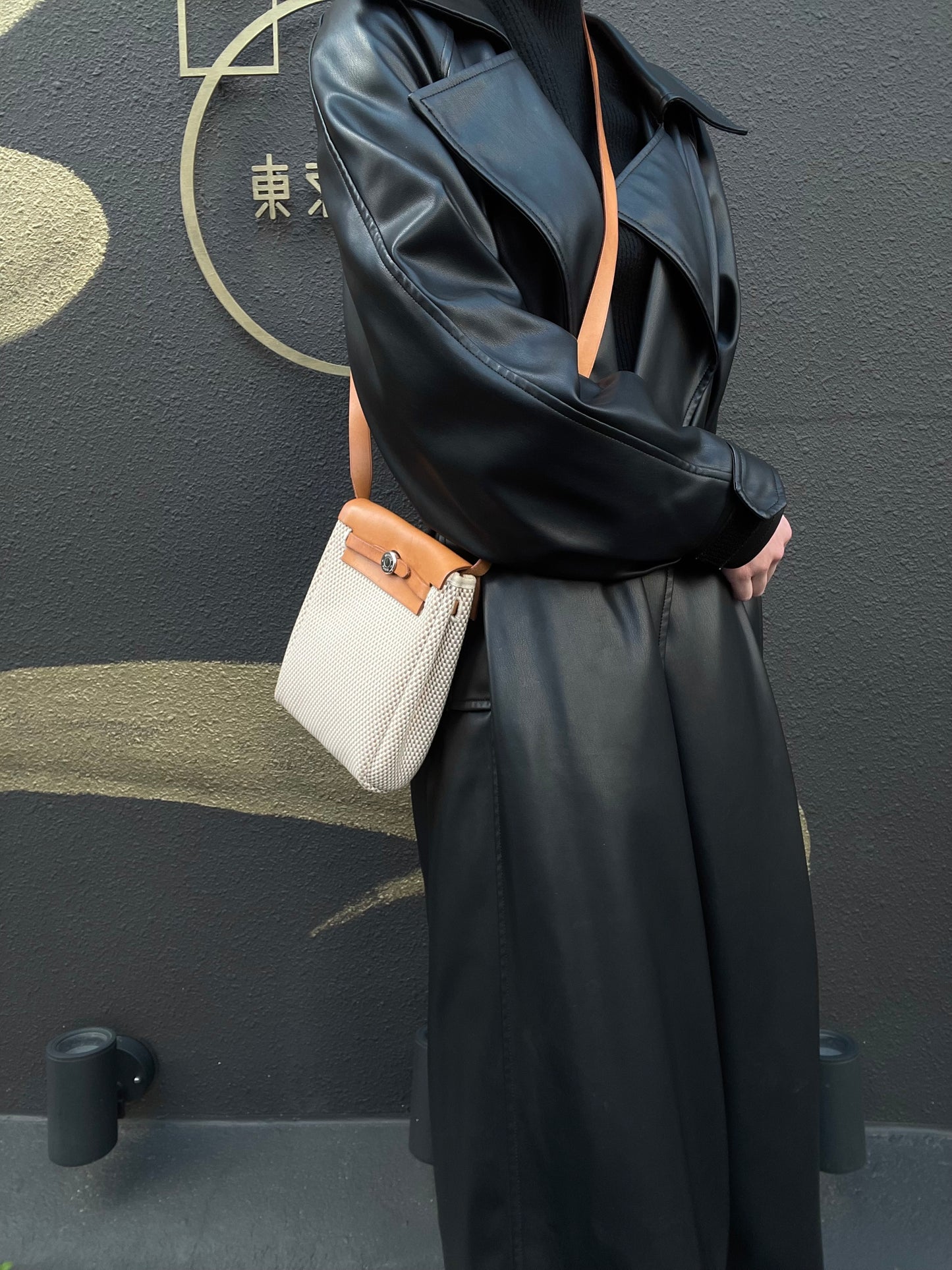 HERMES Herbag TPM Shoulder Bag, Beige Canvas, Includes Extra Black Bag