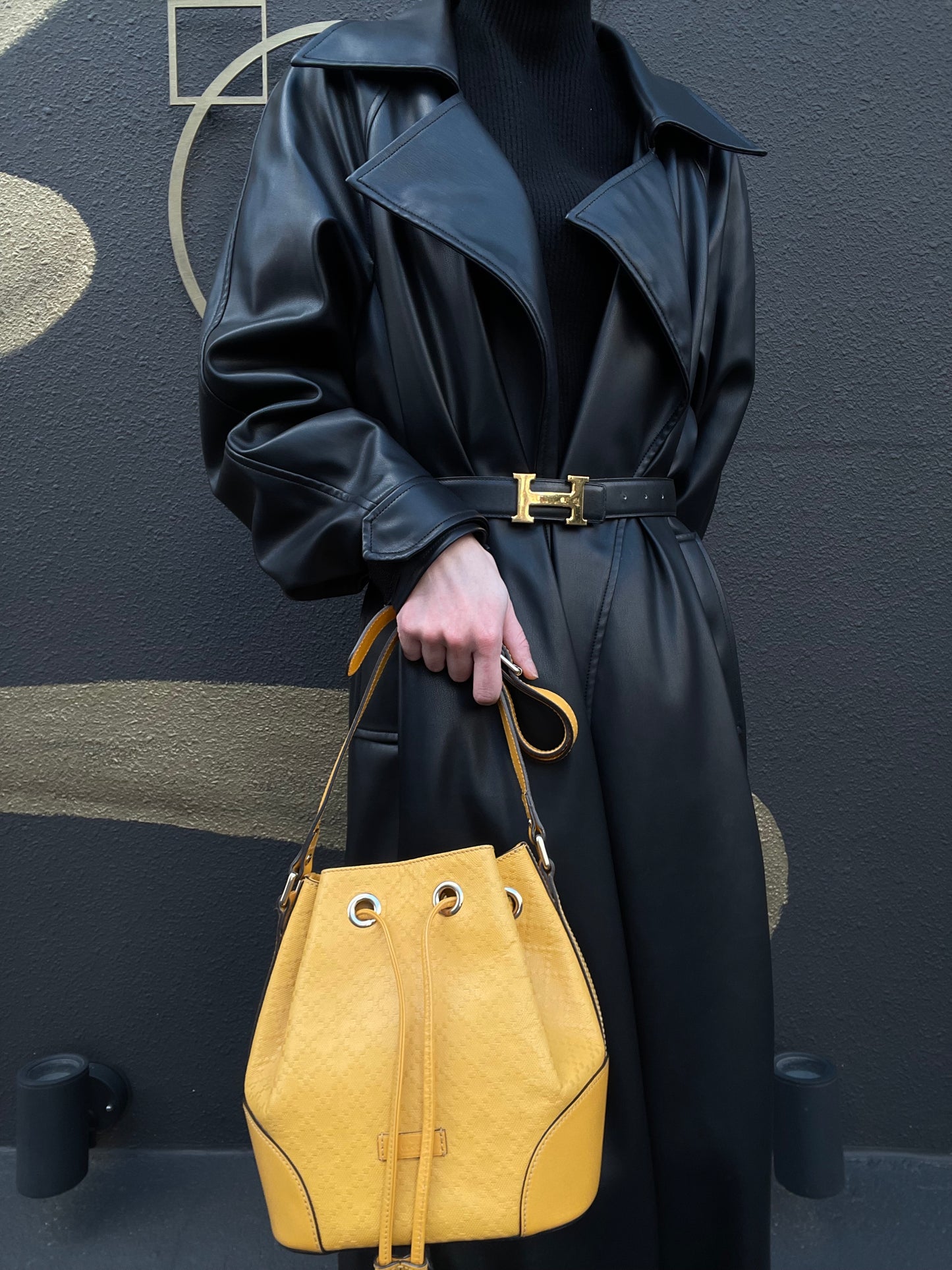 GUCCI Bright Diamante Drawstring Shoulder Bag, Yellow, Yellow PVC Drawstring Bucket Shoulder Bag