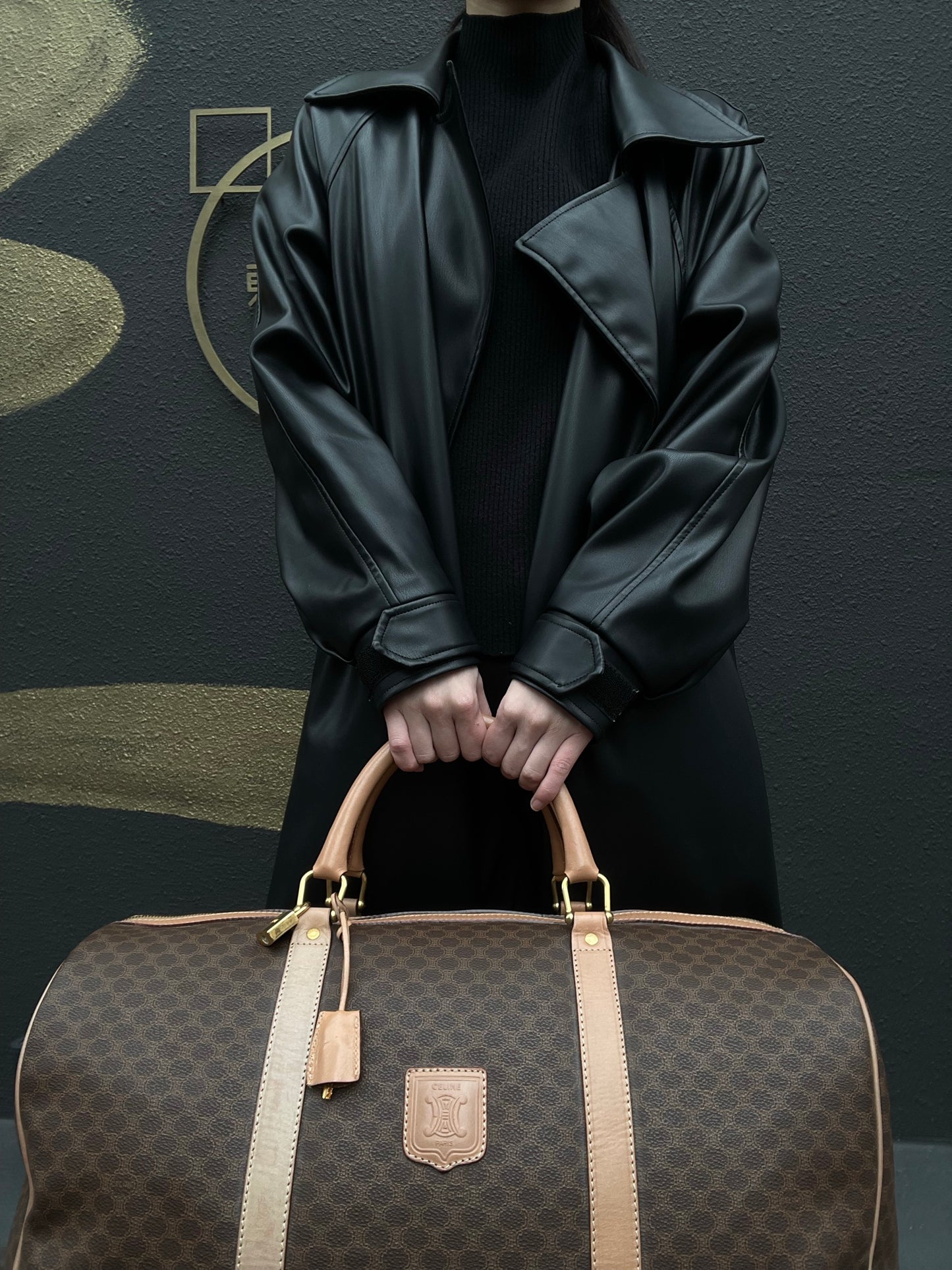 CELINE Macadam Brown PVC Boston Bag with Padlock, 2 Keys & Clochette