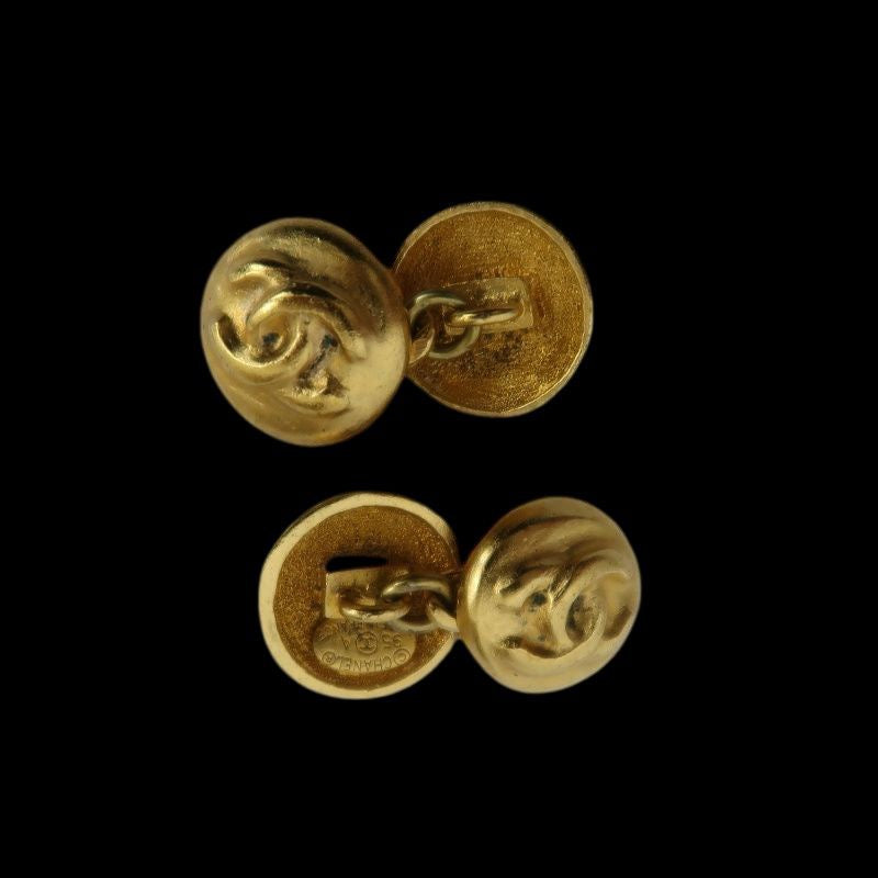 CHANEL, Chanel, Cufflinks, Plated, Gold hardware, With box, CHANEL cufflinks, gold logo