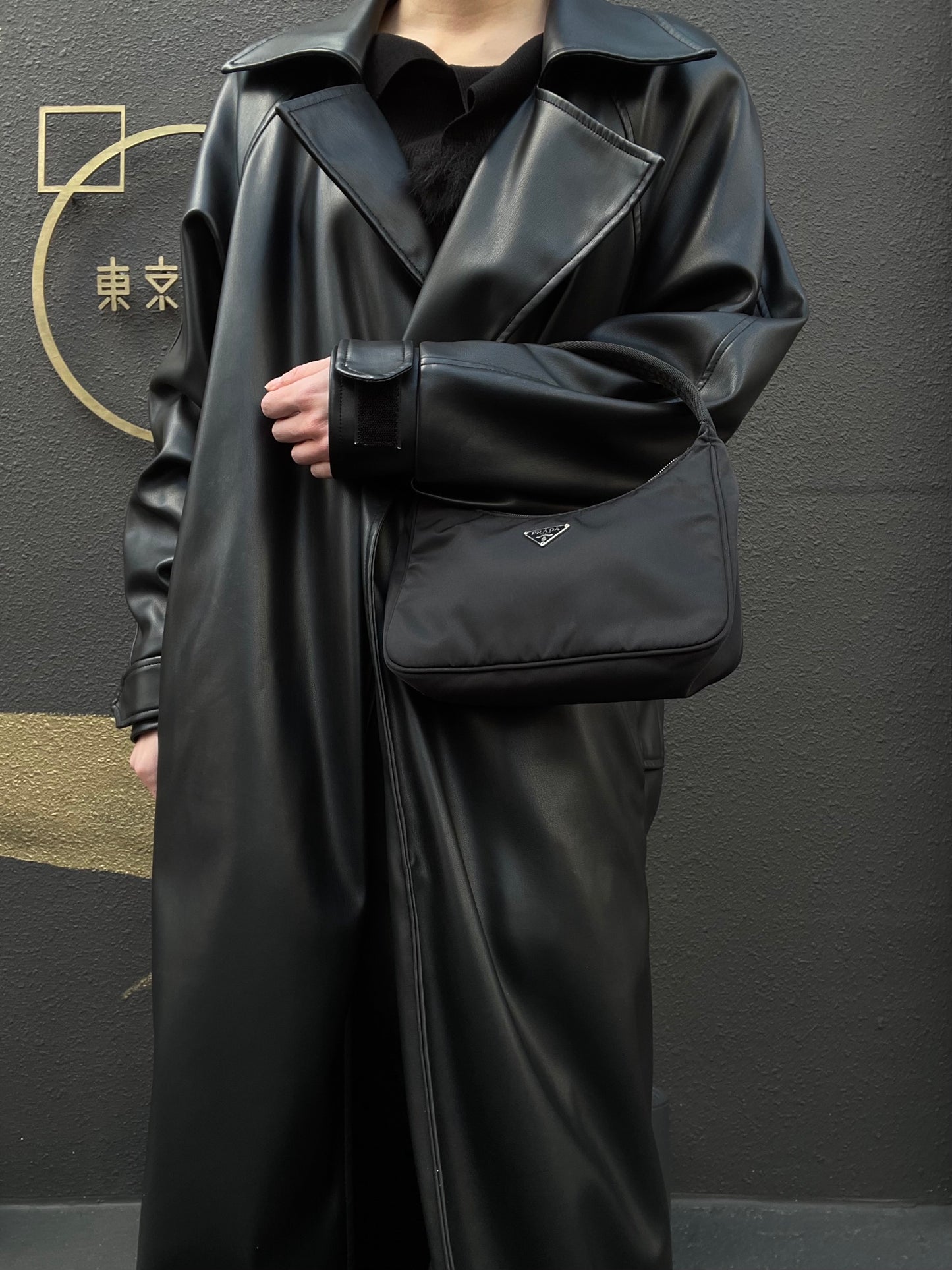 Prada Nylon Handbag, Black with Silver-tone Hardware