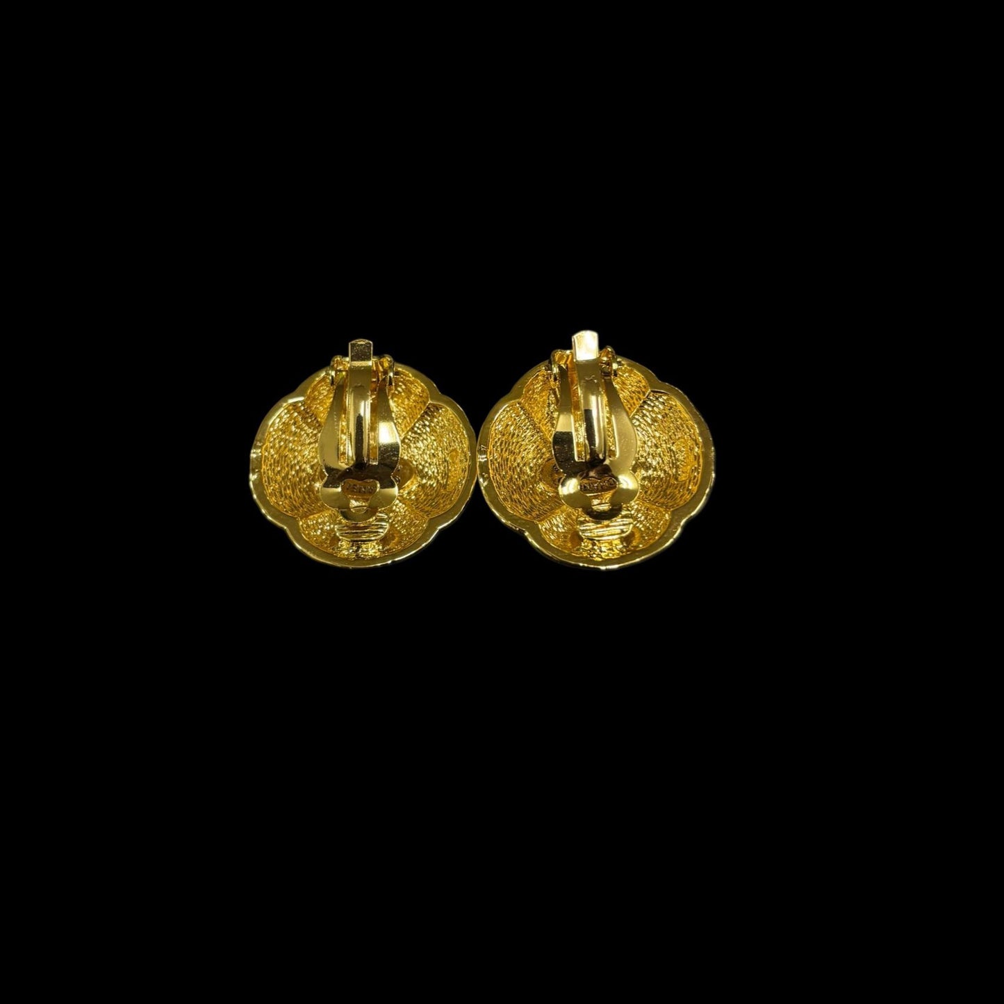 CHANEL Clip-On Earrings, Bead & Cross Flower Design