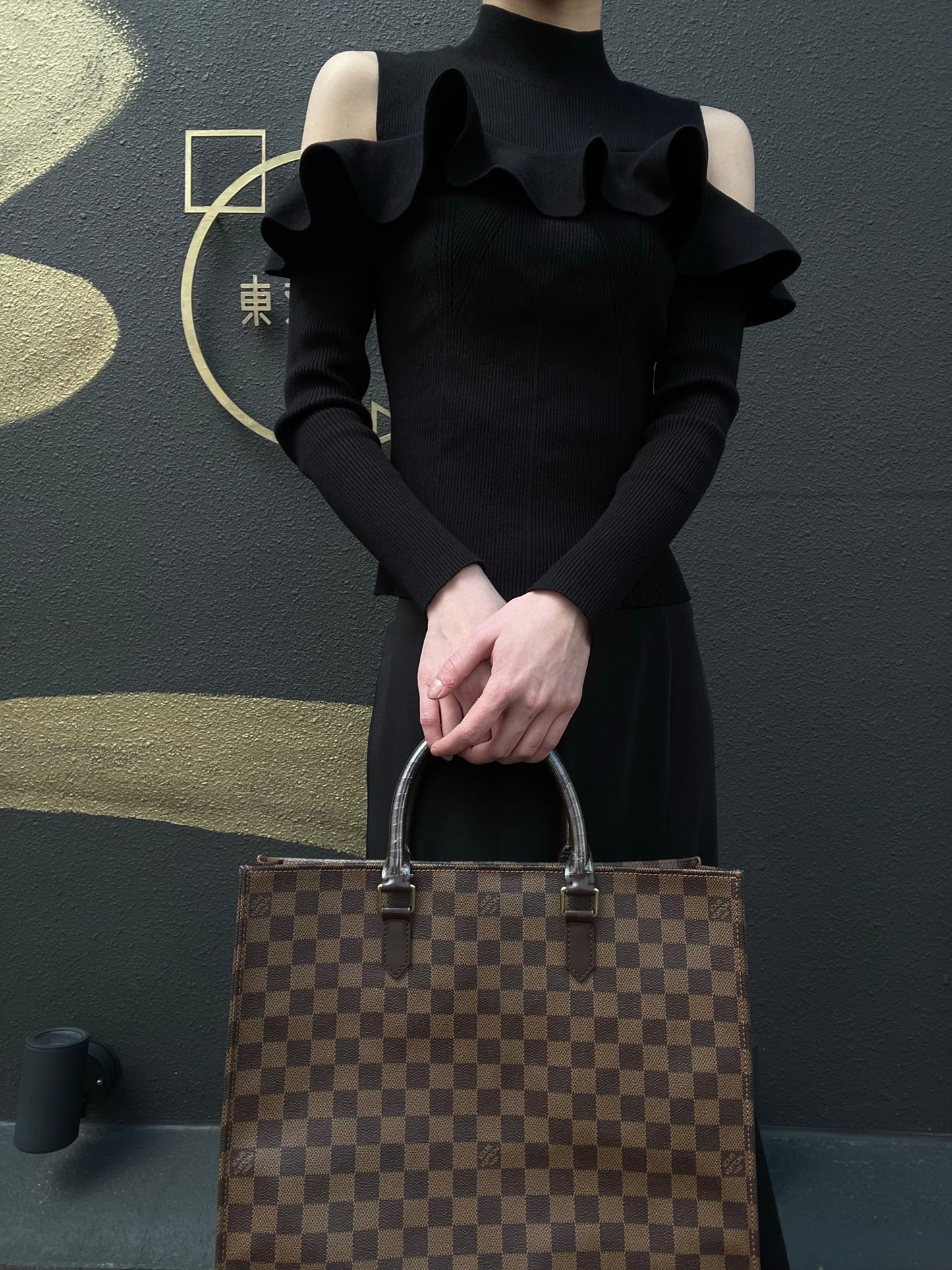 Louis Vuitton Damier Pre-Owned Sac Plat Tote Bag PVC Music Sheet Bag Handbag