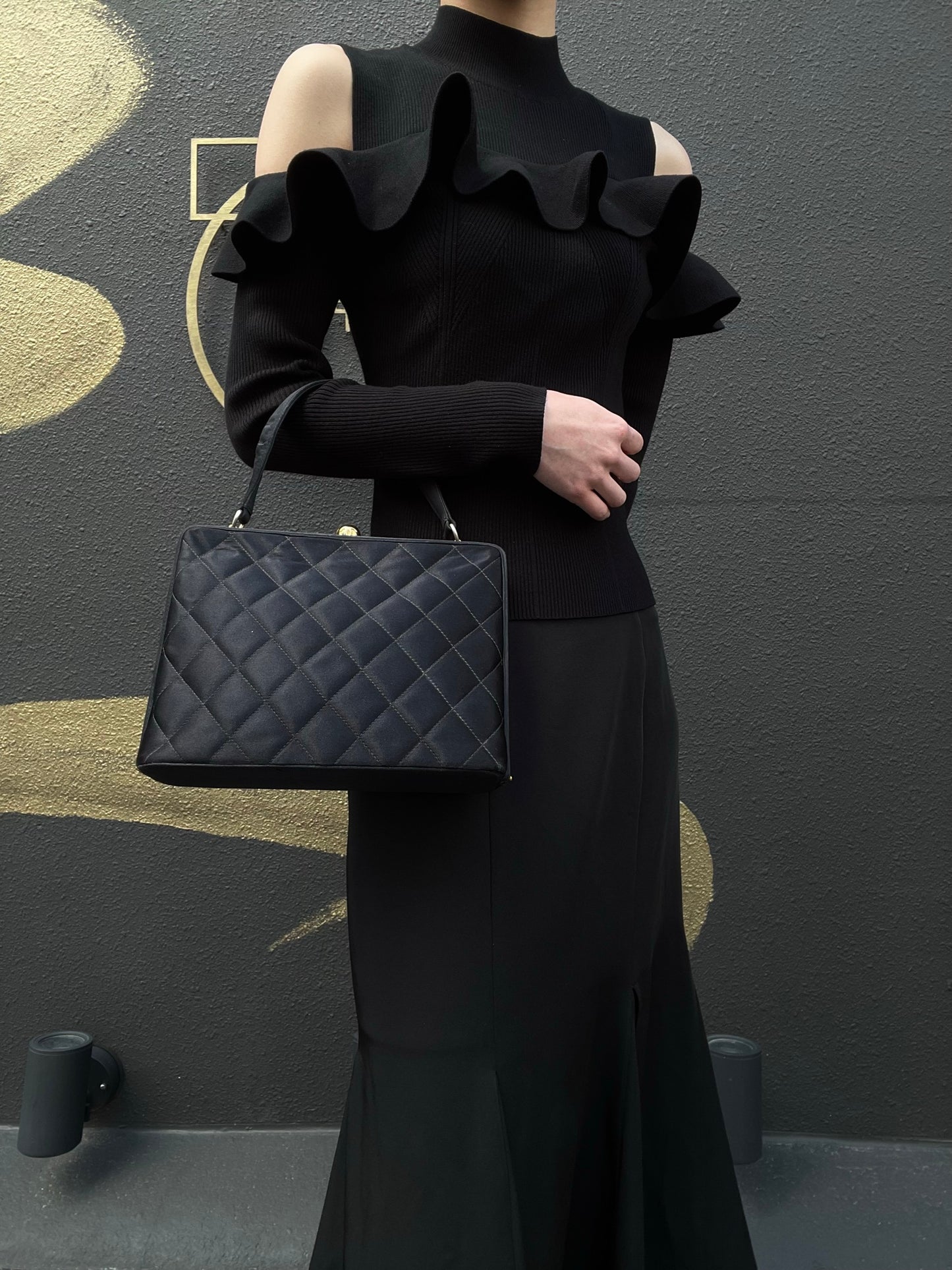 CHANEL Handbag, Canvas, Black