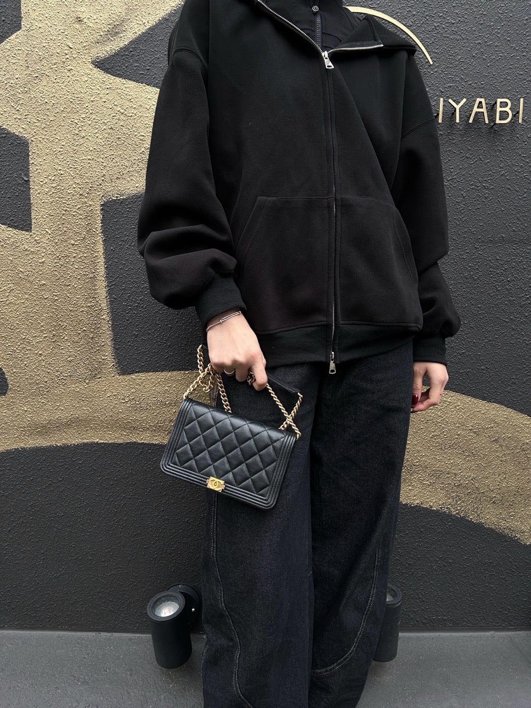 CHANEL Boy Quilted Shoulder Bag, Lambskin, Black, Gold-Tone Hardware, With Guarantee Card