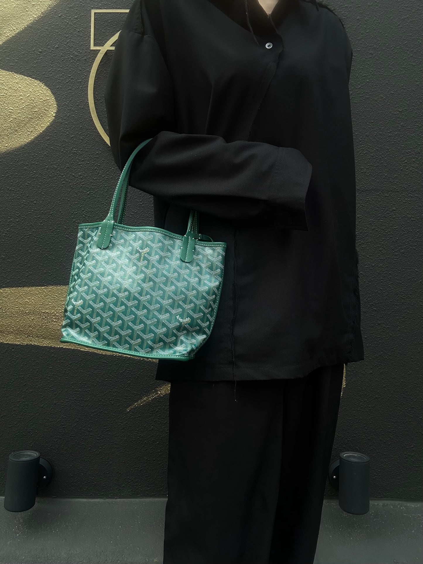 GOYARD green classic pattern PVC basket-style shoulder bag