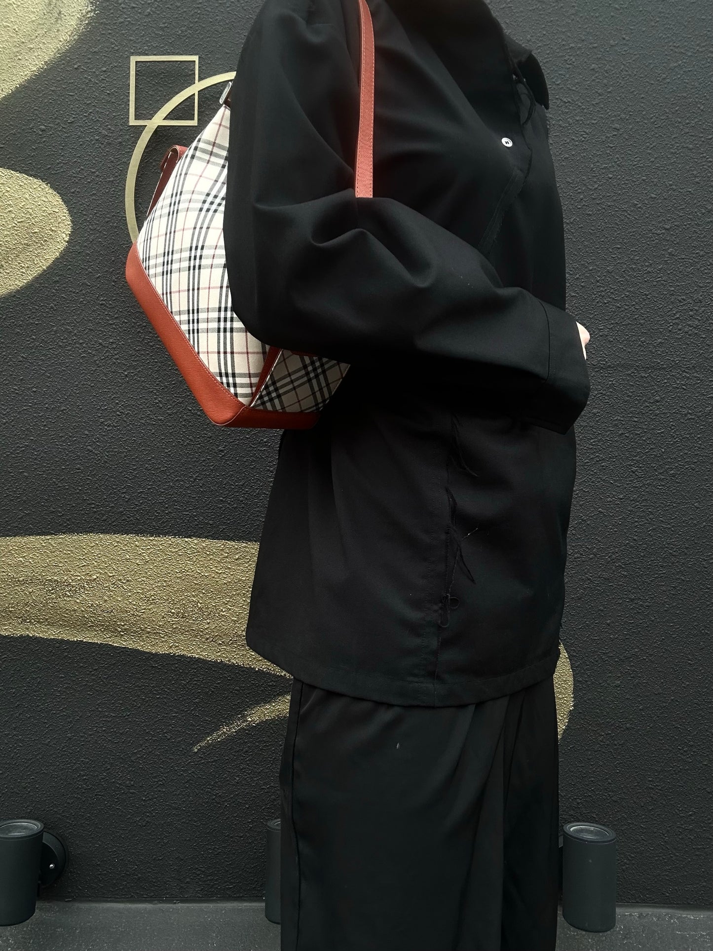 BURBERRY (Burberry), Nova Check shoulder bag, canvas material, beige/orange.