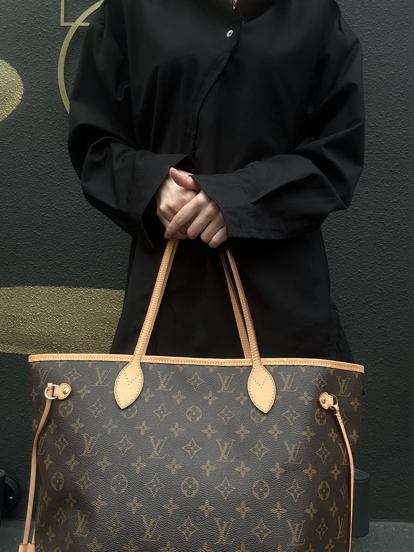 LOUIS VUITTON Monogram Neverfull Tote Bag, Brown, with dust bag