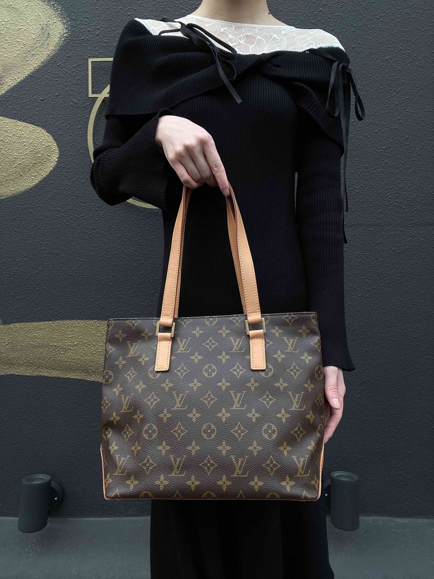 LOUIS VUITTON Cabas Piano Monogram Tote Bag, Brown, PVC Material, Shoulder Bag