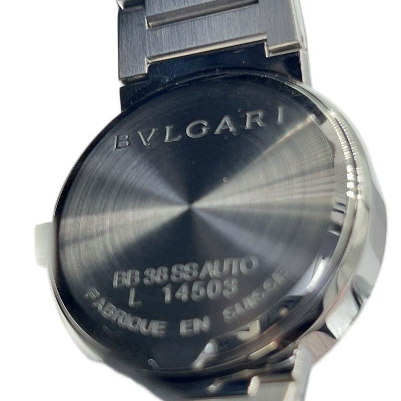 BVLGARI Men's silver watch With box Silver bracelet, black dial Model: BB38SSAUTO Stainless steel / Stainless steel Bulgari Bulgari L14503 Automatic movement Black dial Coated Scratches