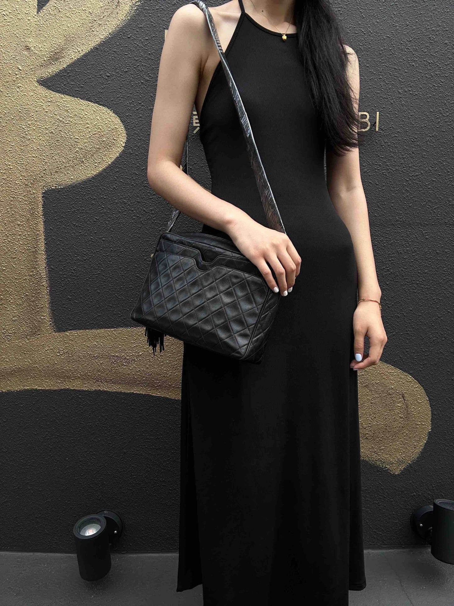 Chanel Matelasse Lambskin Black Crossbody Shoulder Bag