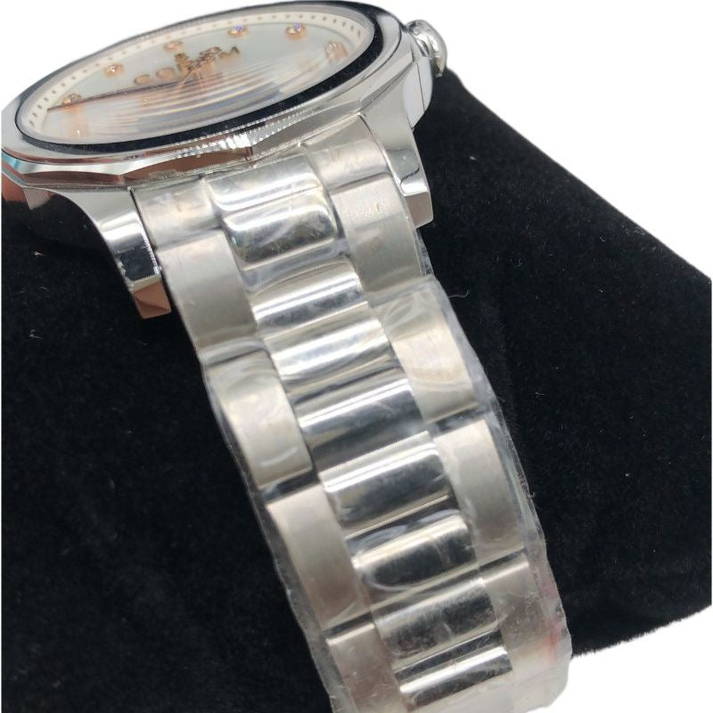 CORUM Silver watch Mother-of-pearl dial with diamond settingModel: 01.0144 Stainless steel / Stainless steel Admiral Ref: 2354311 Automatic movement White mother-of-pearl dial