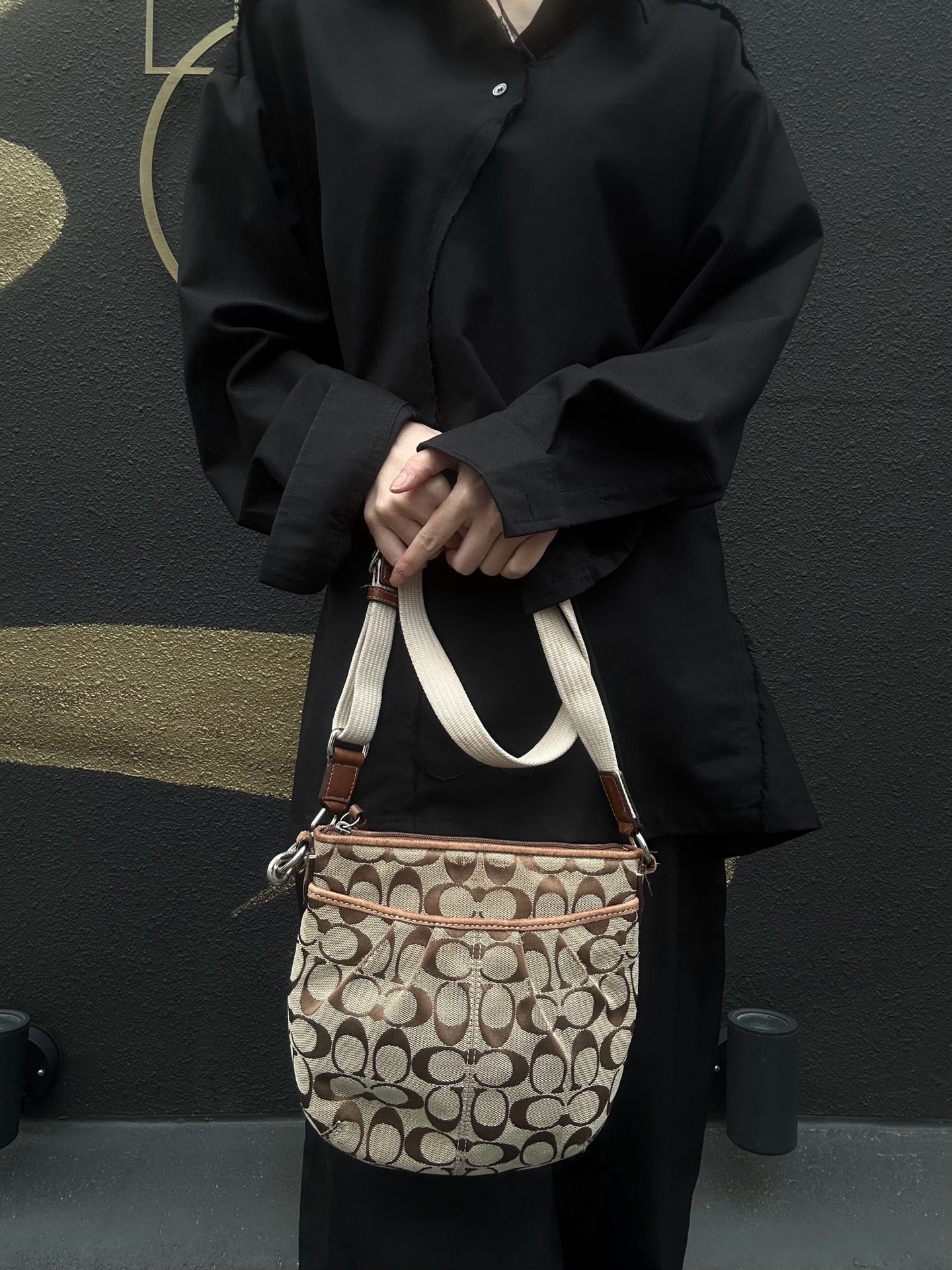 COACH Brown Signature Canvas Crossbody Bag